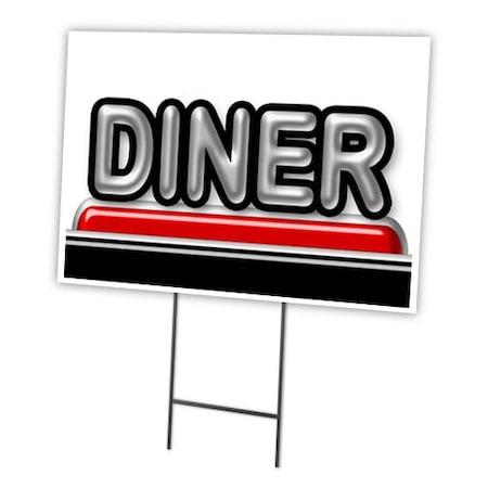 Diner Yard Sign & Stake Outdoor Plastic Coroplast Window